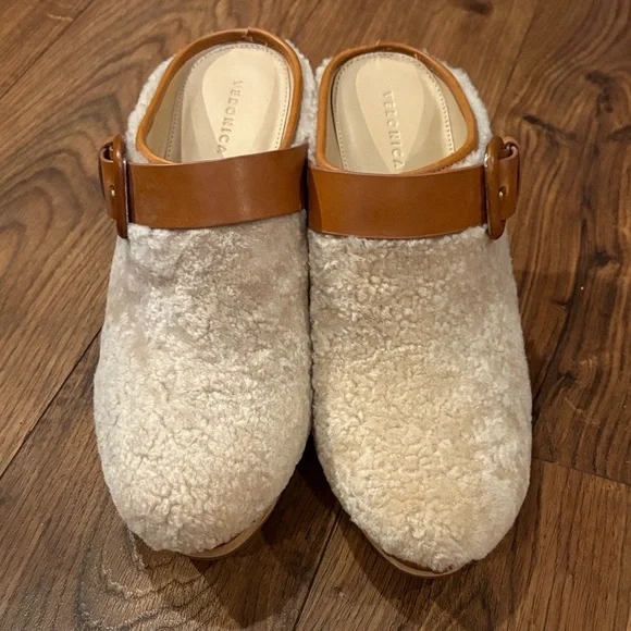 Veronica Beard Shearling and Leather Mules - Picture 2 of 10